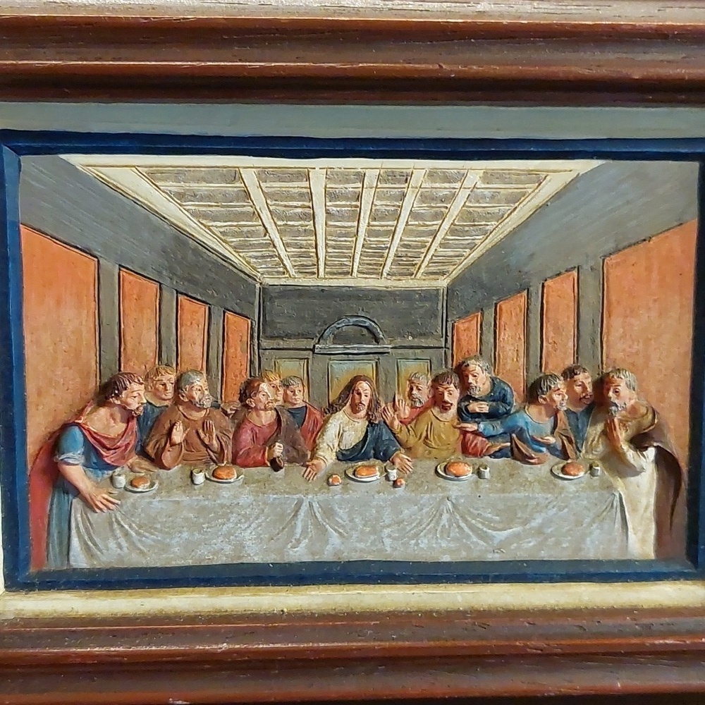 Vintage Stand alone 3D The Last Supper Framed Art - Picture 4 of 4
